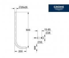 MEDIDAS TUBO DESCARGA FLUXOR GROHE